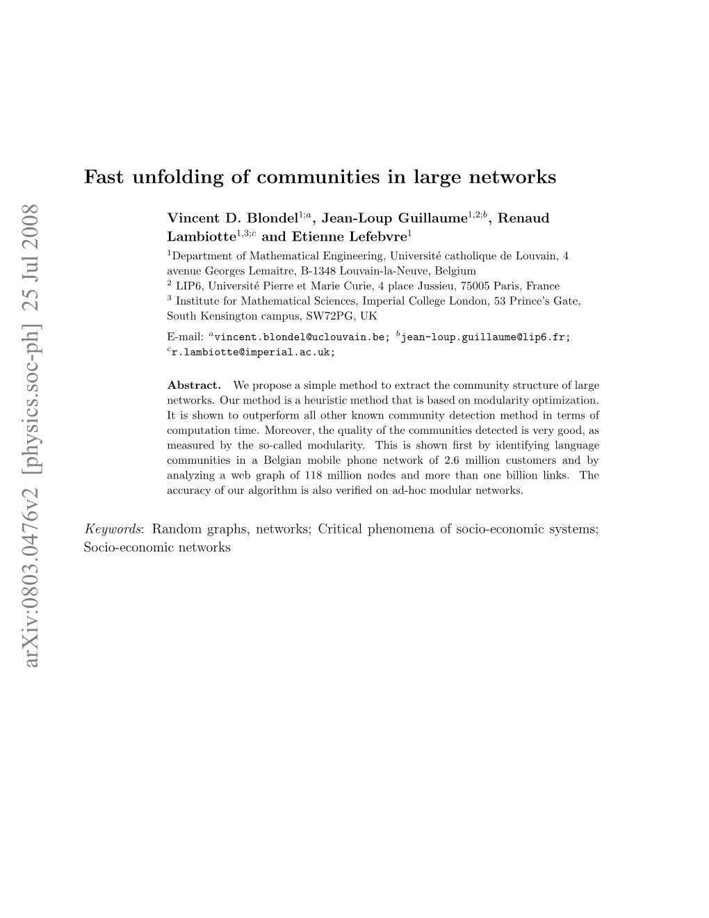 Fast Unfolding of Communities in Large Networks 2