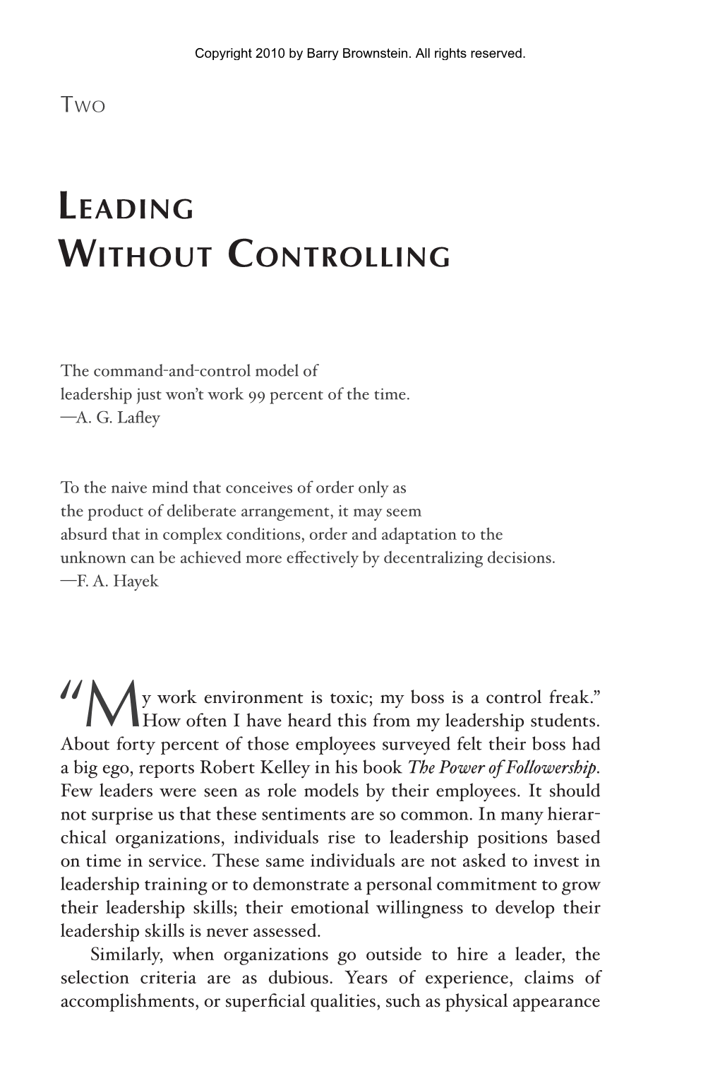 Leading Without Controlling