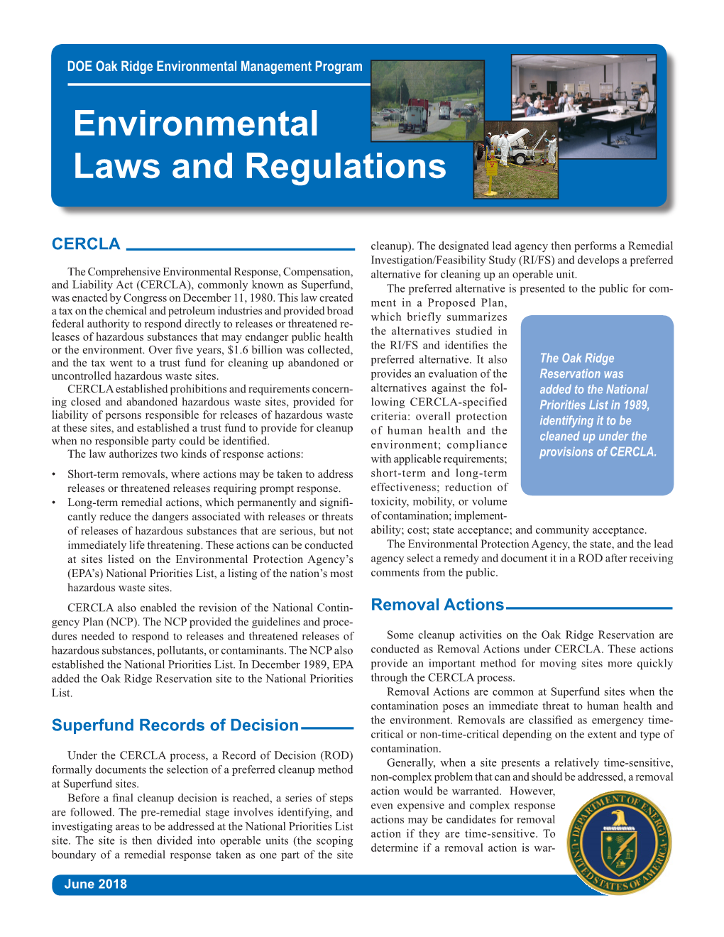 Environmental Laws and Regulations