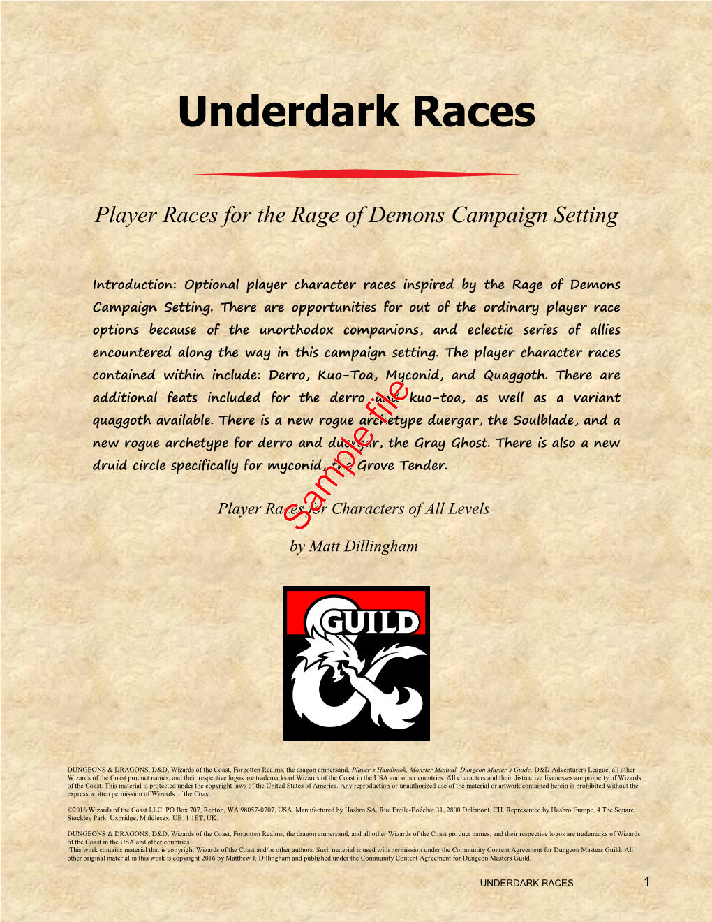 Underdark Races