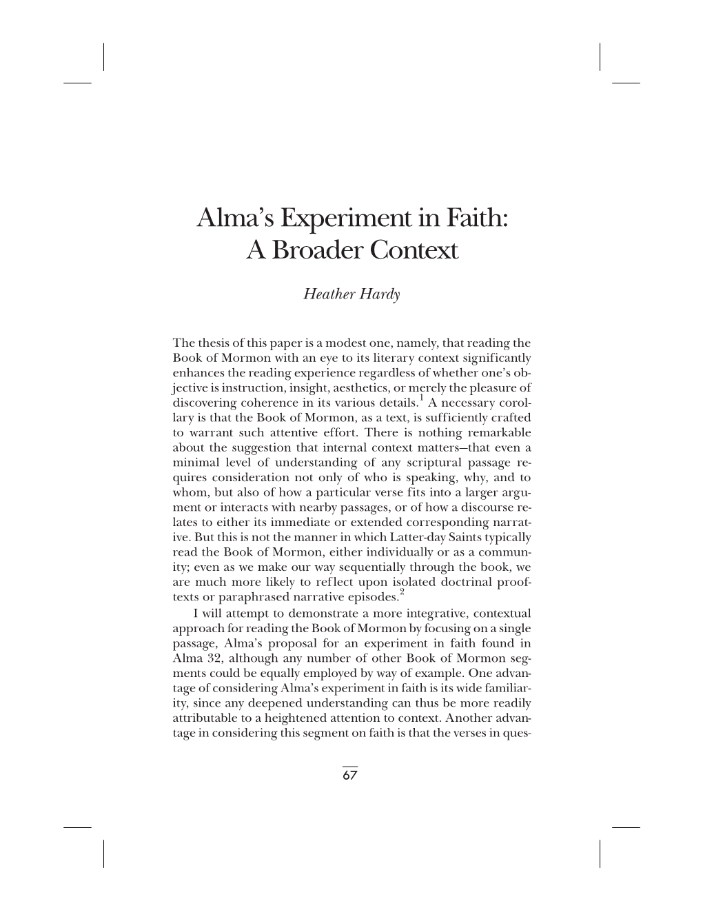 Alma's Experiment in Faith: a Broader Context