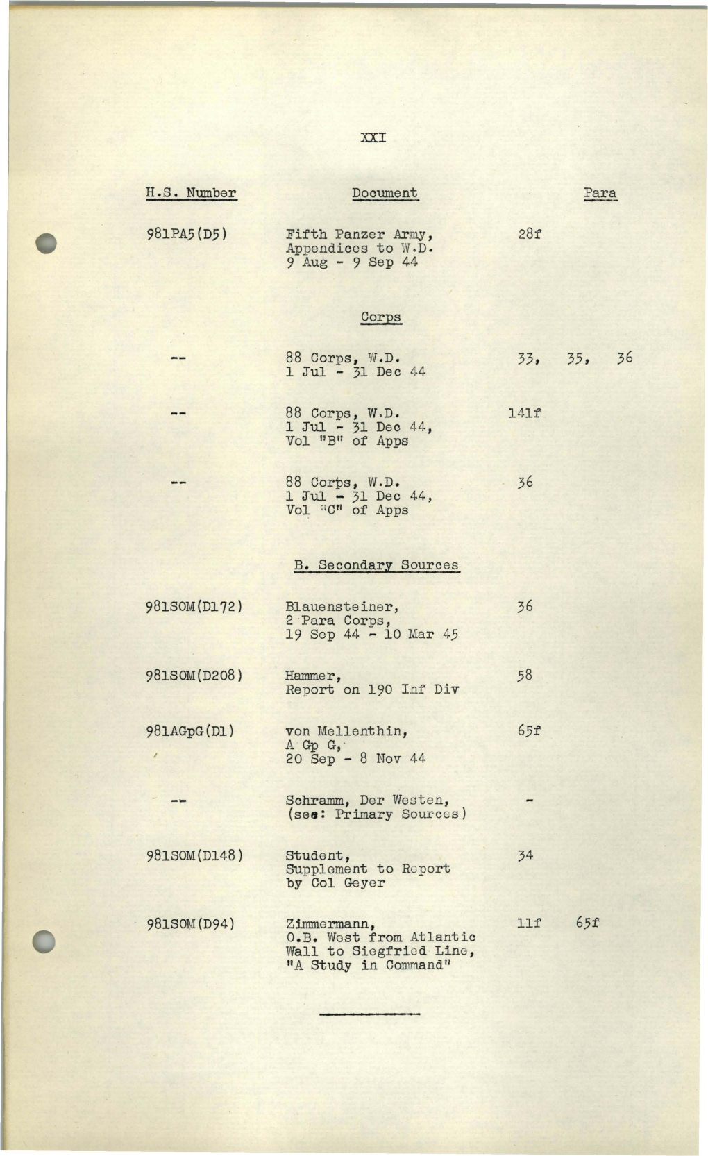 Joel Document Fifth Panzer Ar.My, Appendices to WD 9