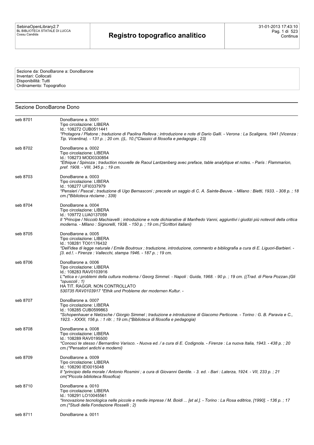 Registro Topografico Analitico Continua