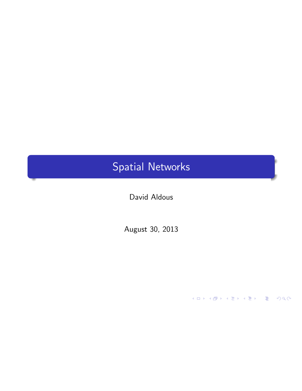 Spatial Networks