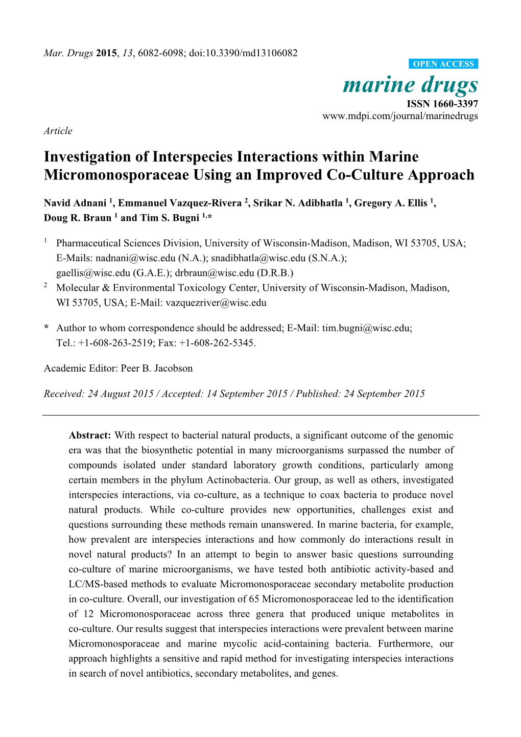 Investigation of Interspecies Interactions Within Marine Micromonosporaceae Using an Improved Co-Culture Approach