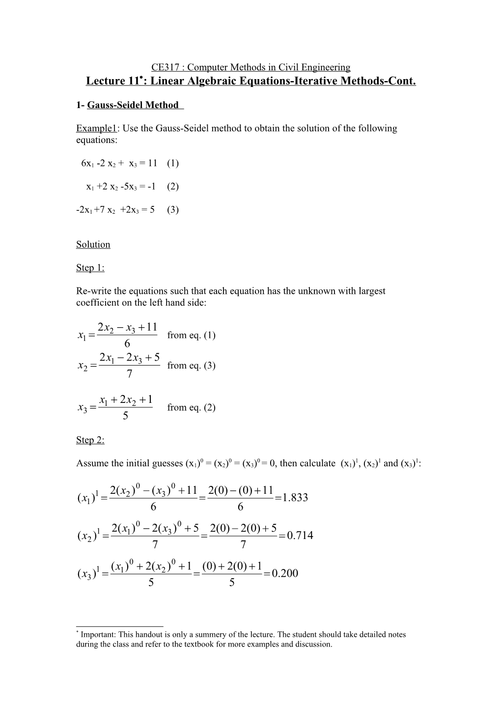 CE317 : Computer Methods in Civil Engineering