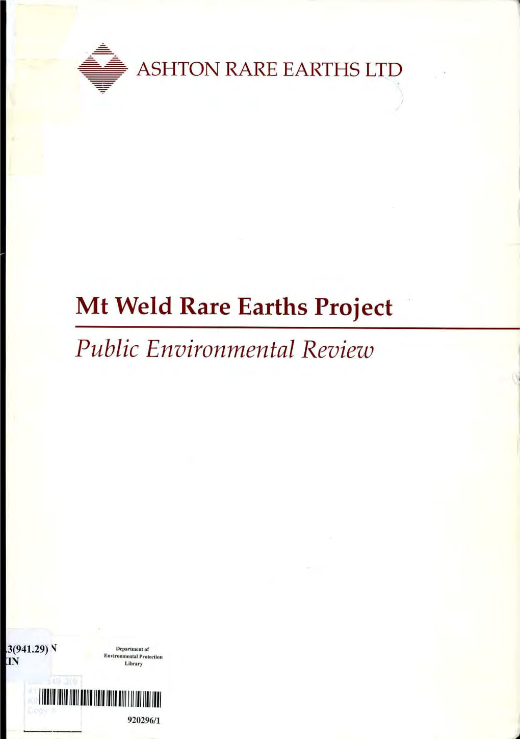 Mt Weld Rare Earths Project Public Environmental Review