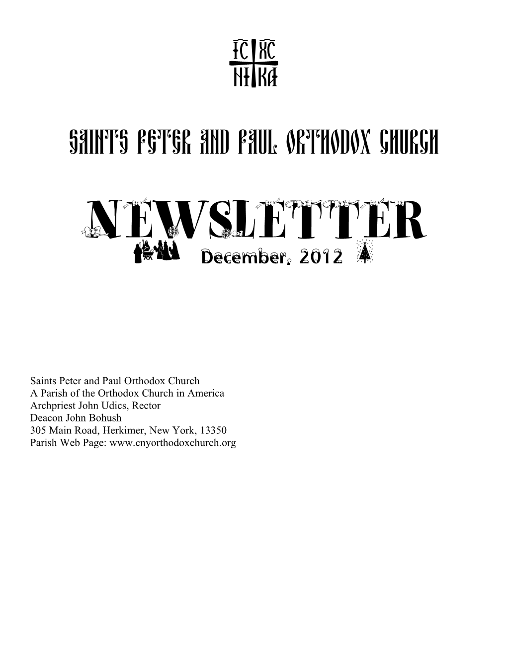 NEWSLETTER J December, 2012 W