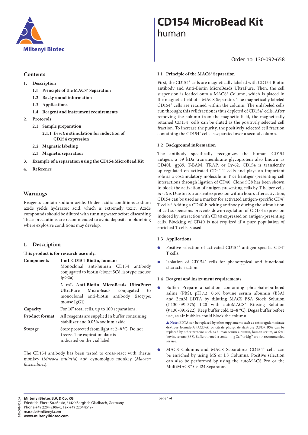 CD154 Microbead Kit CD154 Microbead the Using of Aseparation Example