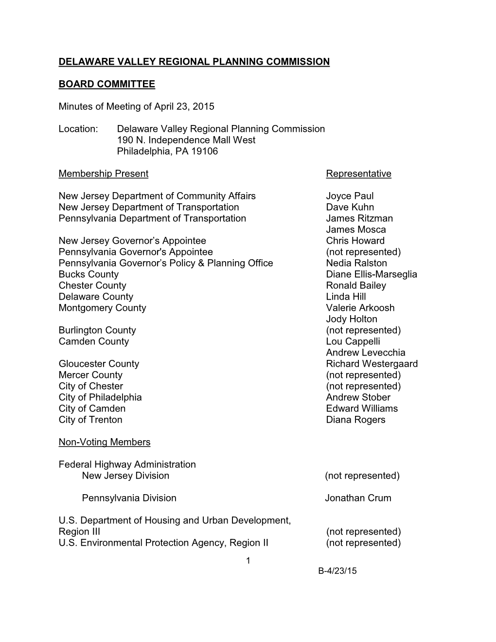 Delaware Valley Regional Planning Commission Board