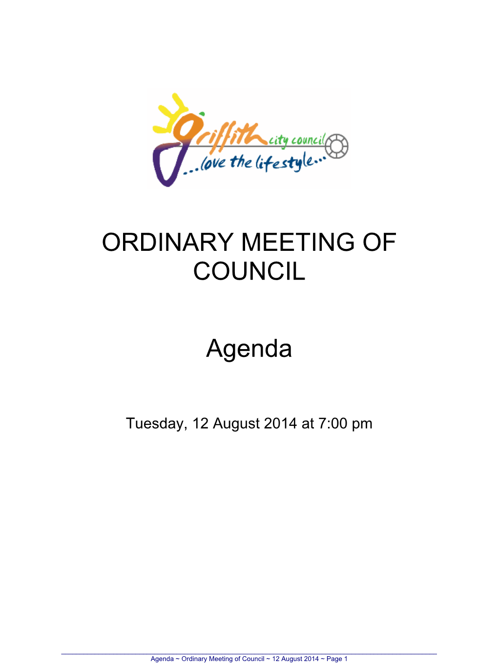 ORDINARY MEETING of COUNCIL Agenda