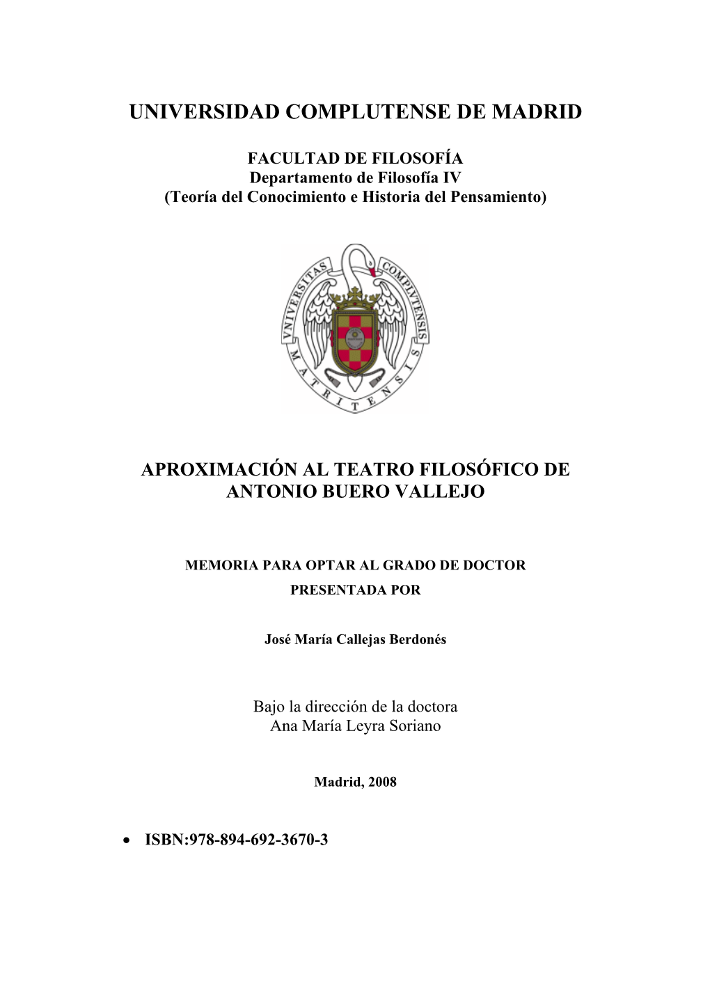 Aproximación Al Teatro Filosófico De Antonio Buero Vallejo