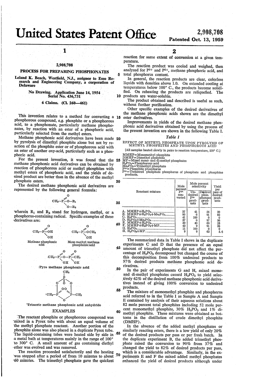 United States Patent Office Patented Oct