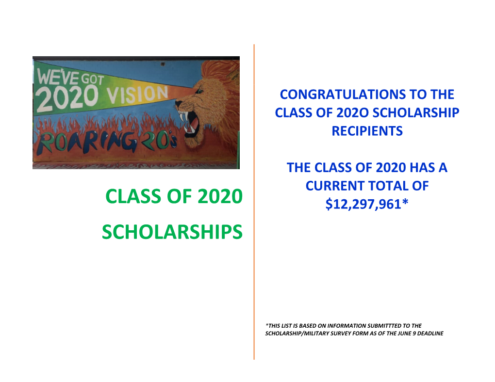 Class of 2020 Scholarships