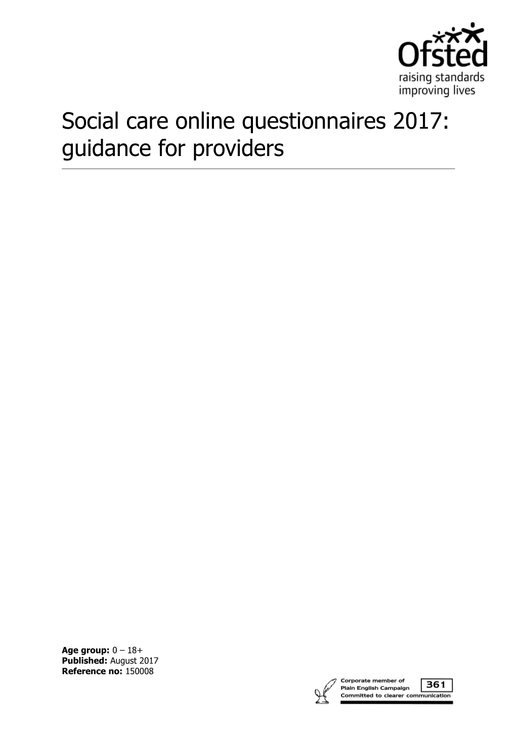 Social Care Online Questionnaires 2017: Guidance for Providers