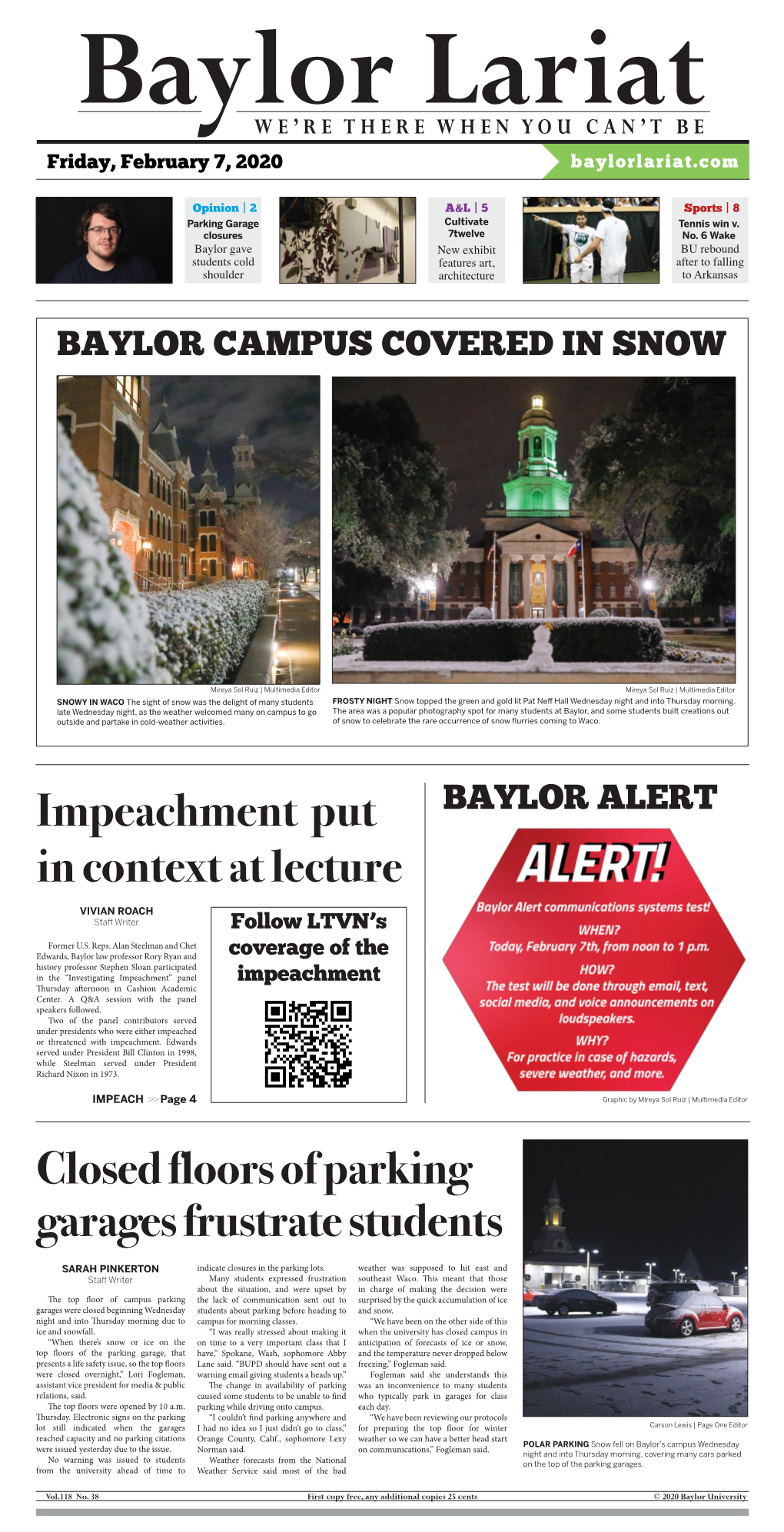 Impeachment Put in Context at Lecture Closed Floors of Parking Garages Frustrate Students