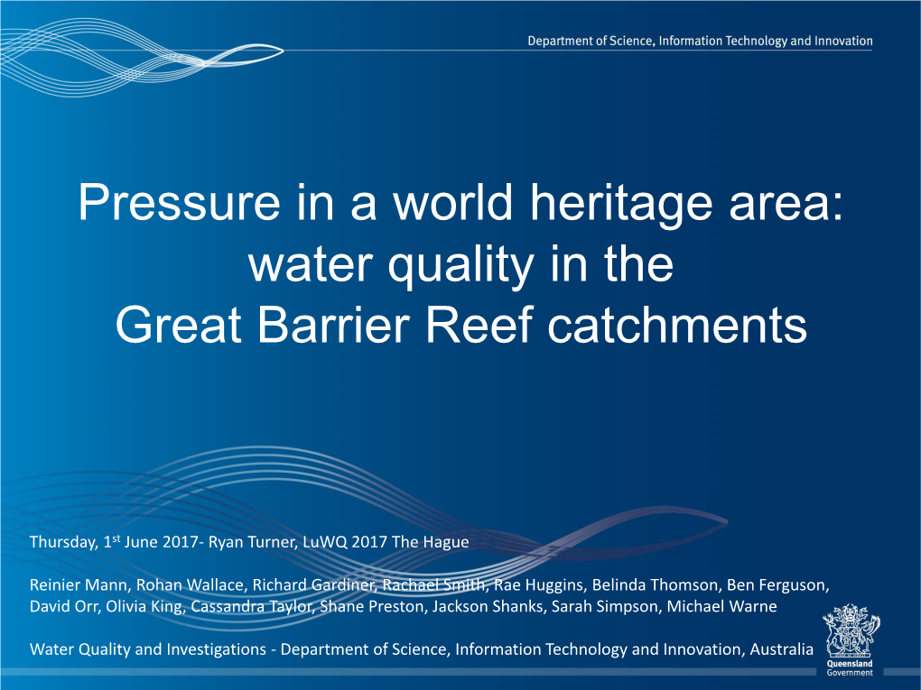 Water Quality in the Great Barrier Reef Catchments