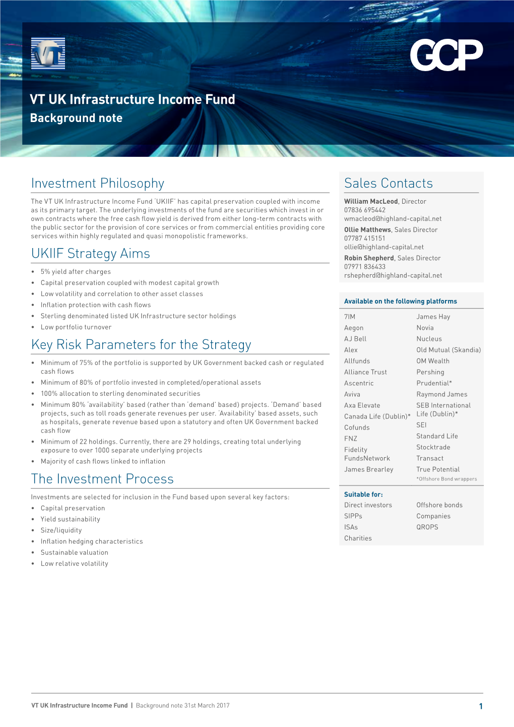 VT UK Infrastructure Income Fund Investment Philosophy UKIIF