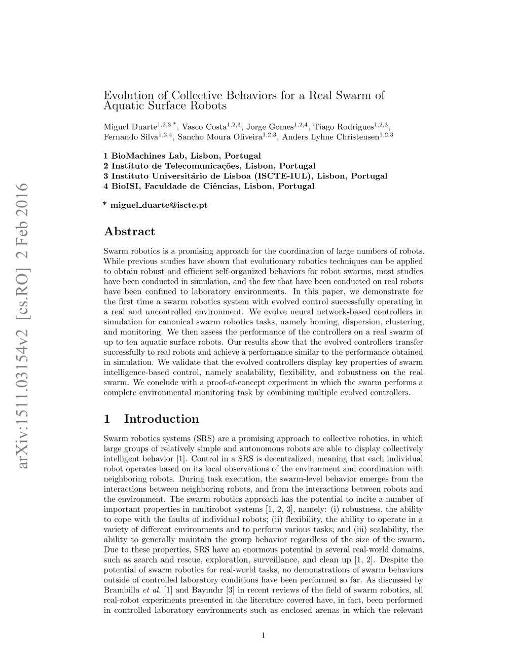 Evolution of Collective Behaviors for a Real Swarm of Aquatic Surface Robots