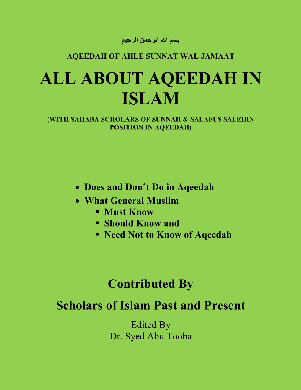 About Aqeedah in Islam