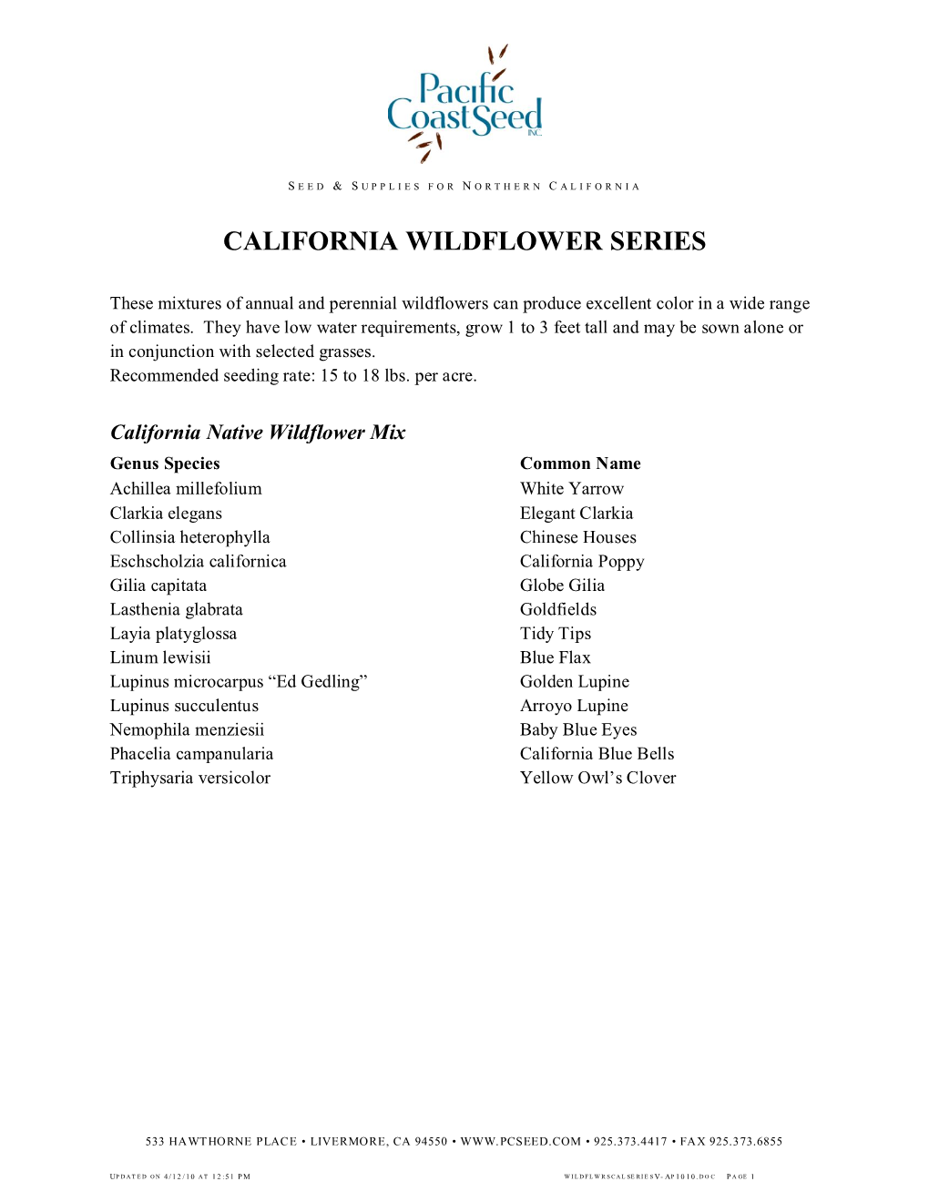 California Wildflower Series