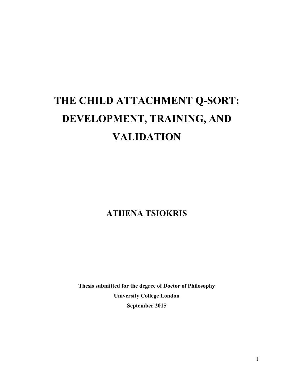 The Child Attachment Q-Sort: Development, Training, and Validation