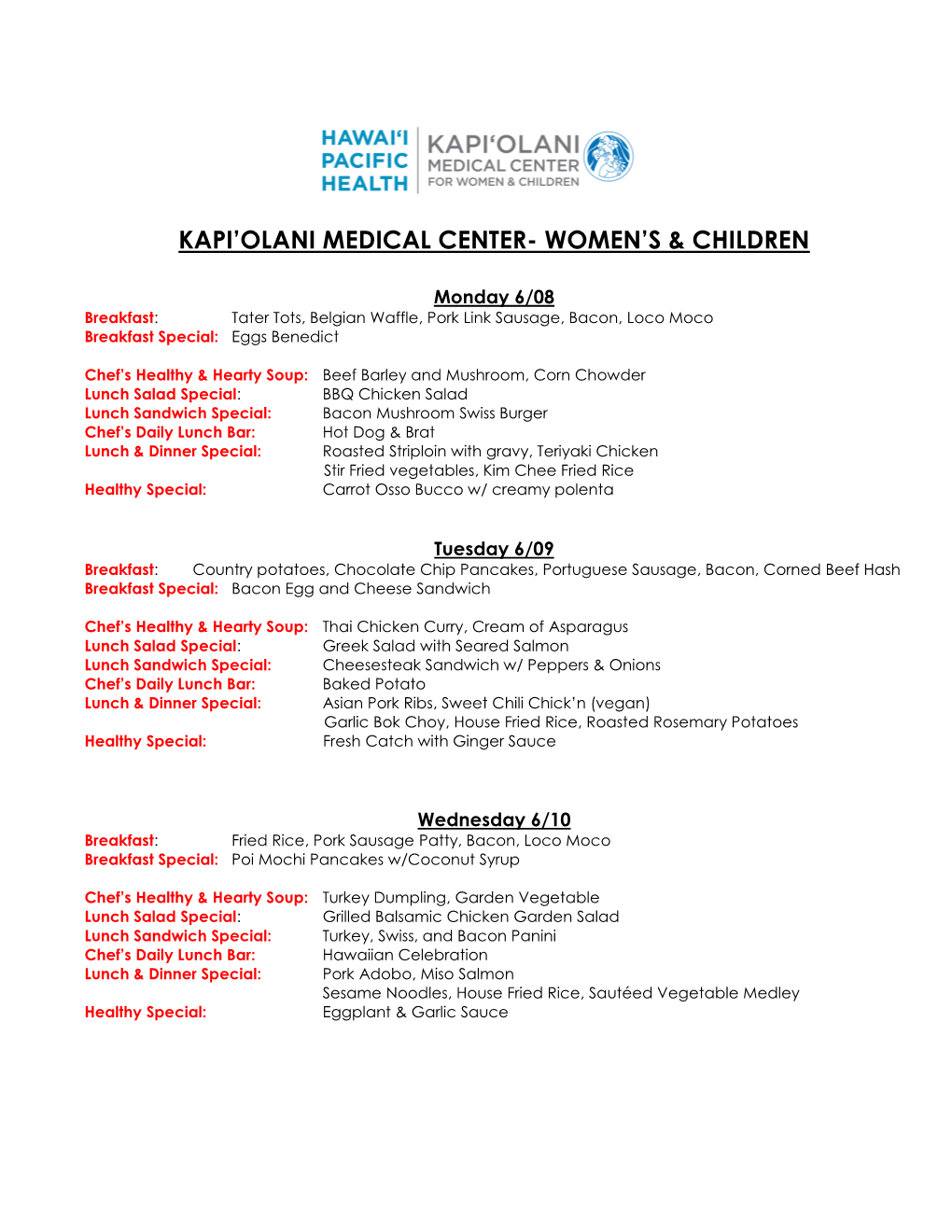 Kapi'olani Medical Center- Women's & Children