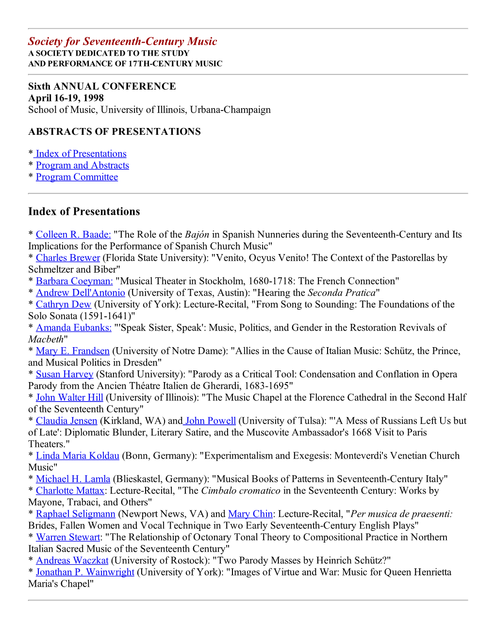 Conference Abstracts