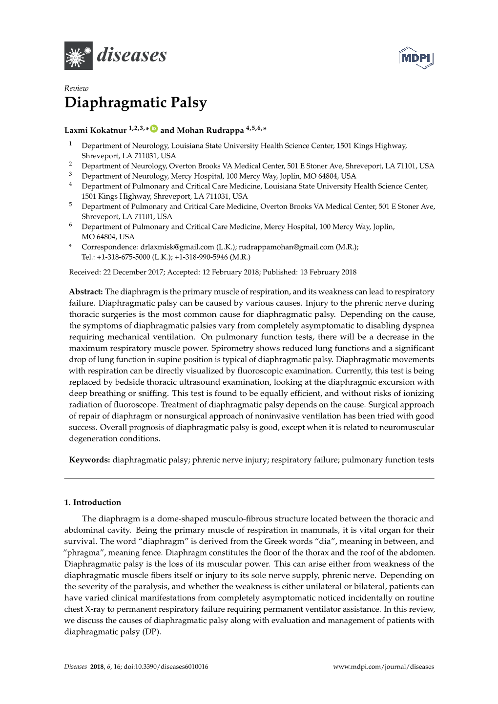 Diaphragmatic Palsy