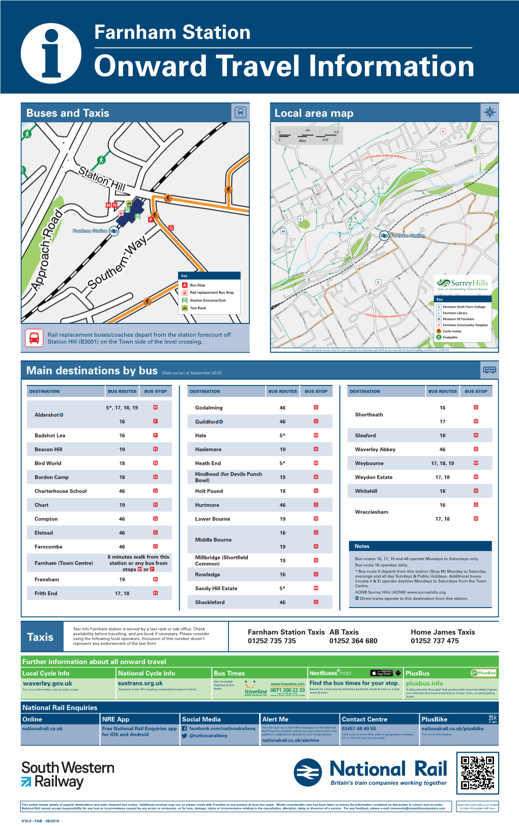 Farnham Station I Onward Travel Information Buses and Taxis Local Area Map