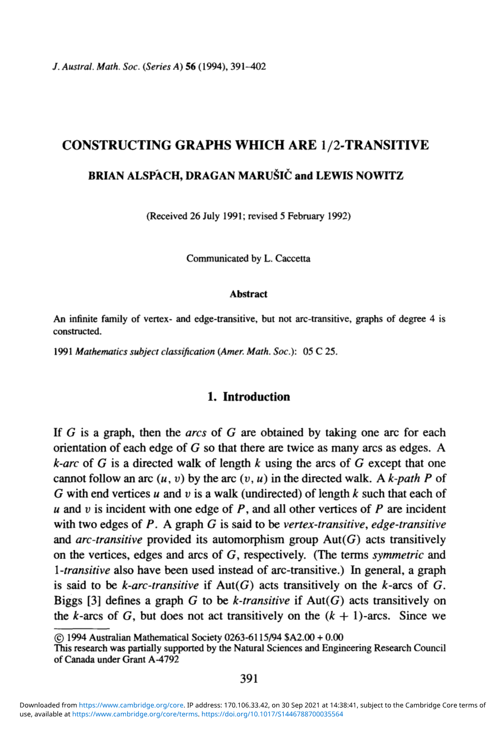 Constructing Graphs Which Are 1/2-Transitive