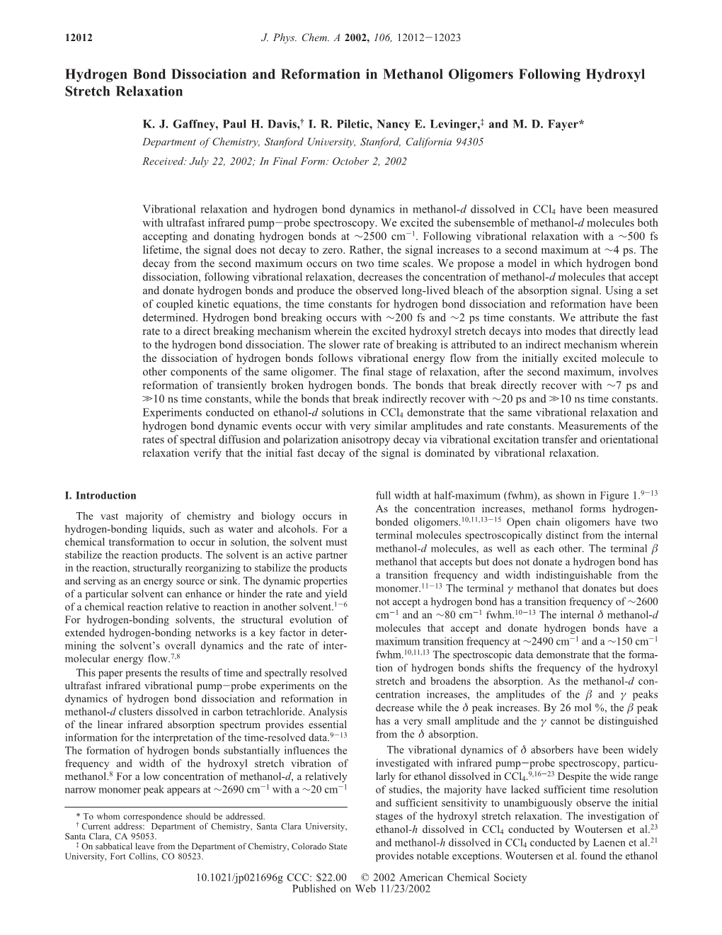 Hydrogen Bond Dissociation and Reformation in Methanol Oligomers Following Hydroxyl Stretch Relaxation