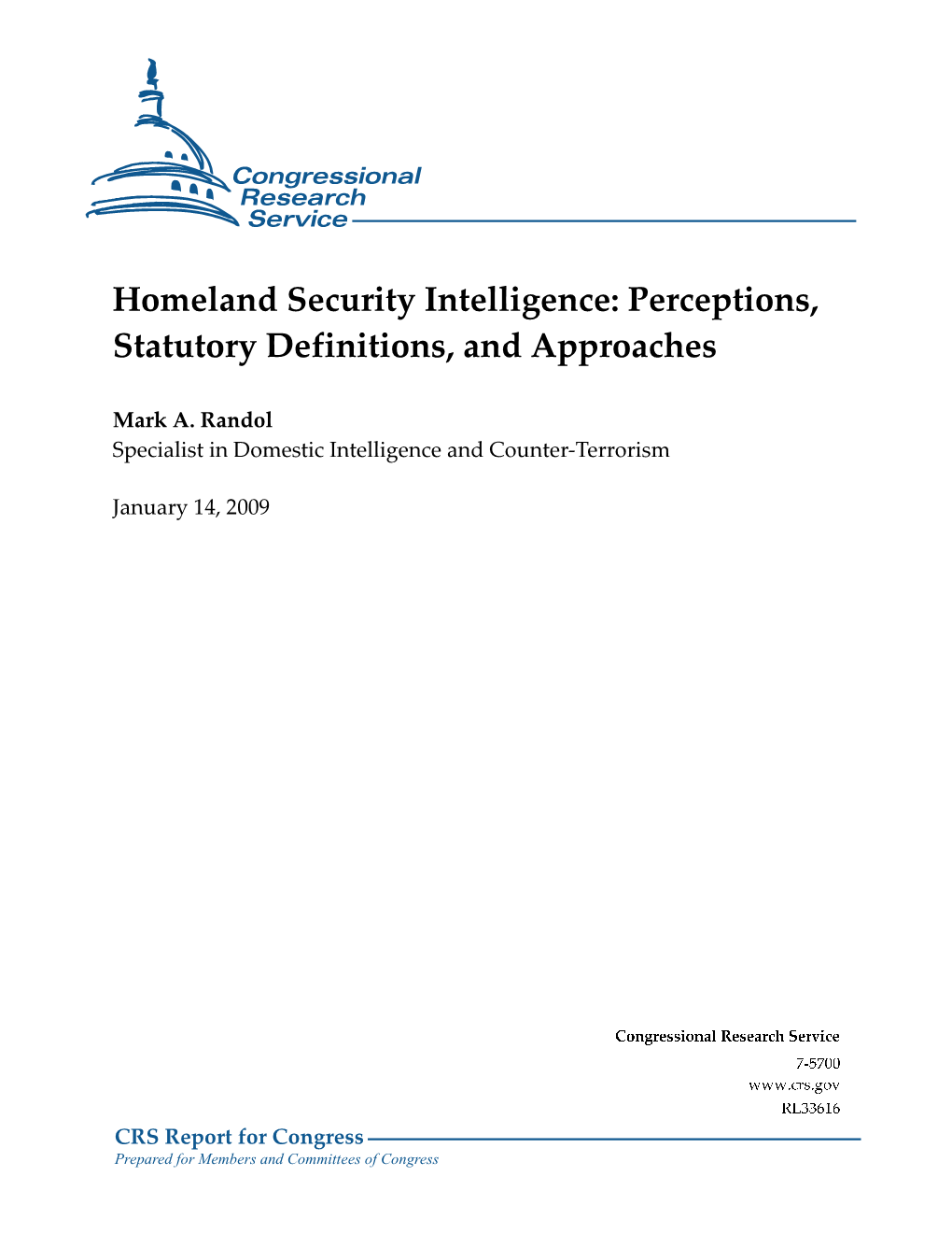 Homeland Security Intelligence