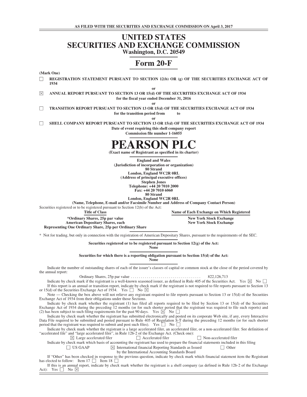 Pearson 20-F SEC Filing