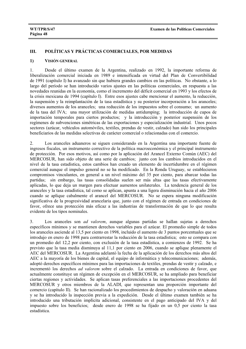 Iii. Políticas Y Prácticas Comerciales, Por Medidas 1