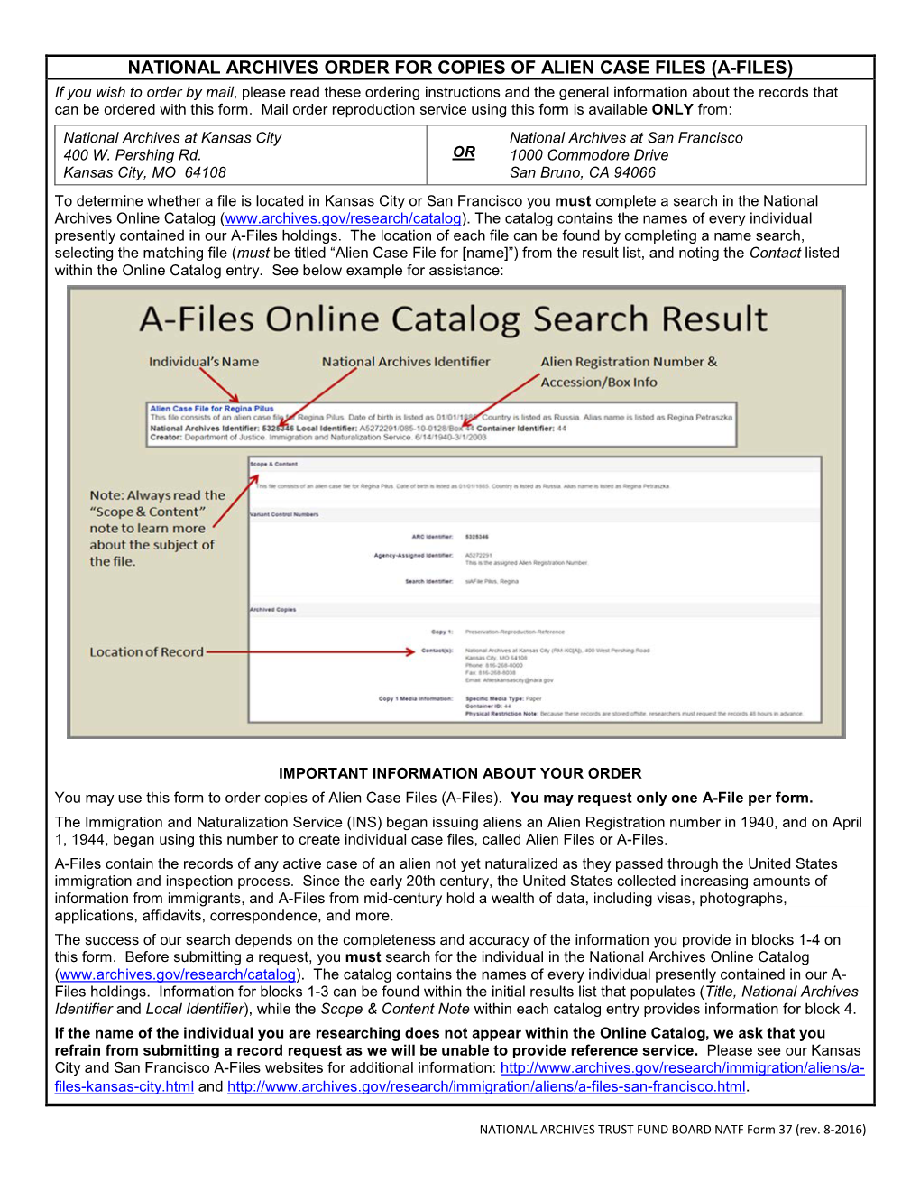 Alien Case Files Order Form