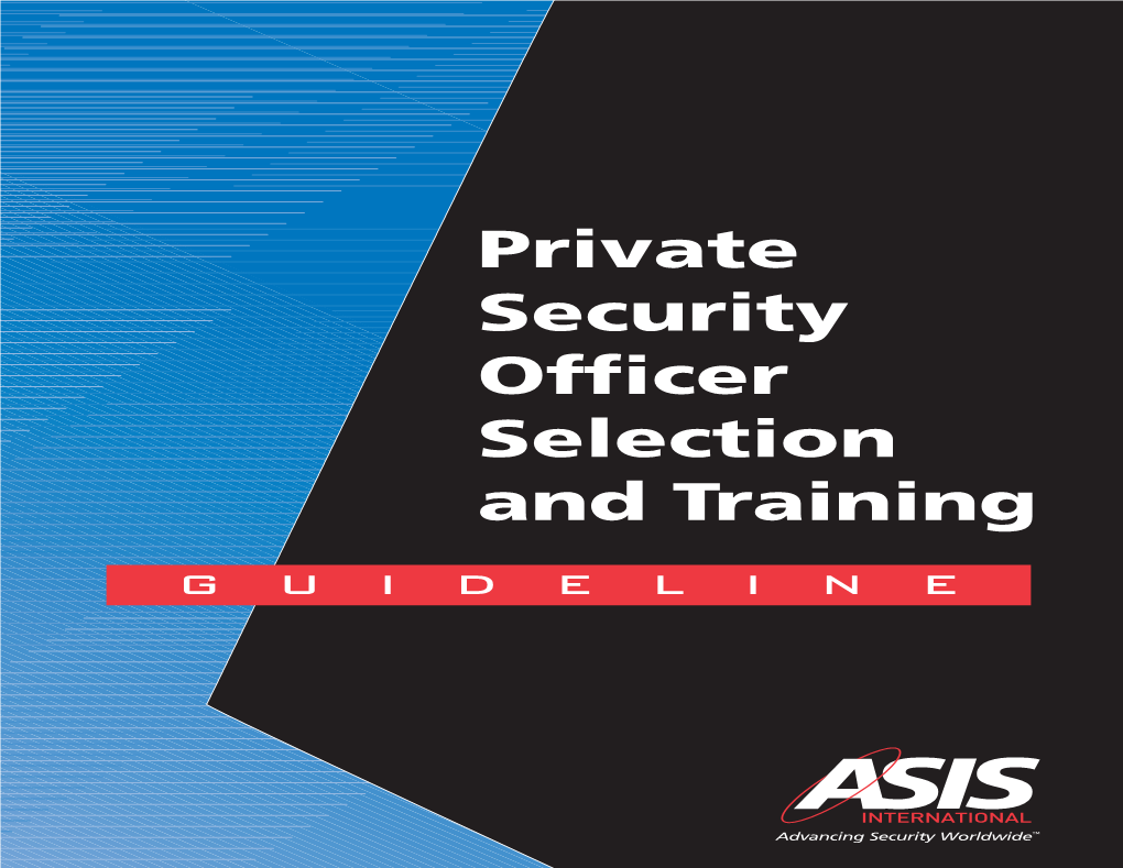 Private Security Officer Selection and Training