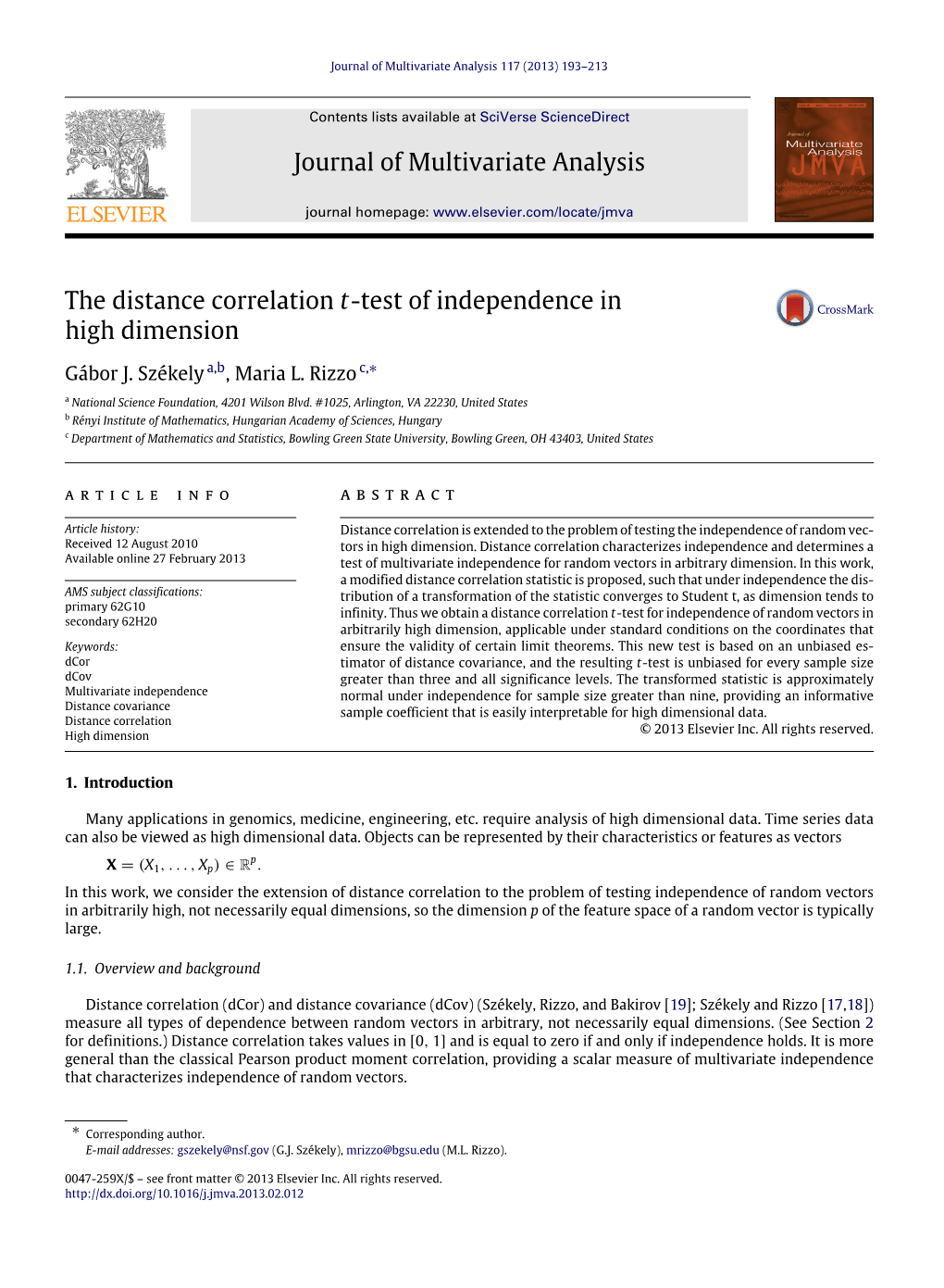 The Distance Correlation T-Test of Independence in High Dimension