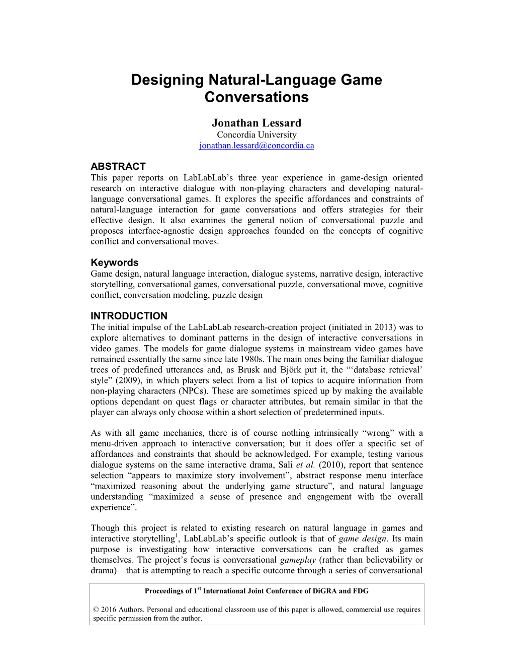 Designing Natural-Language Game Conversations