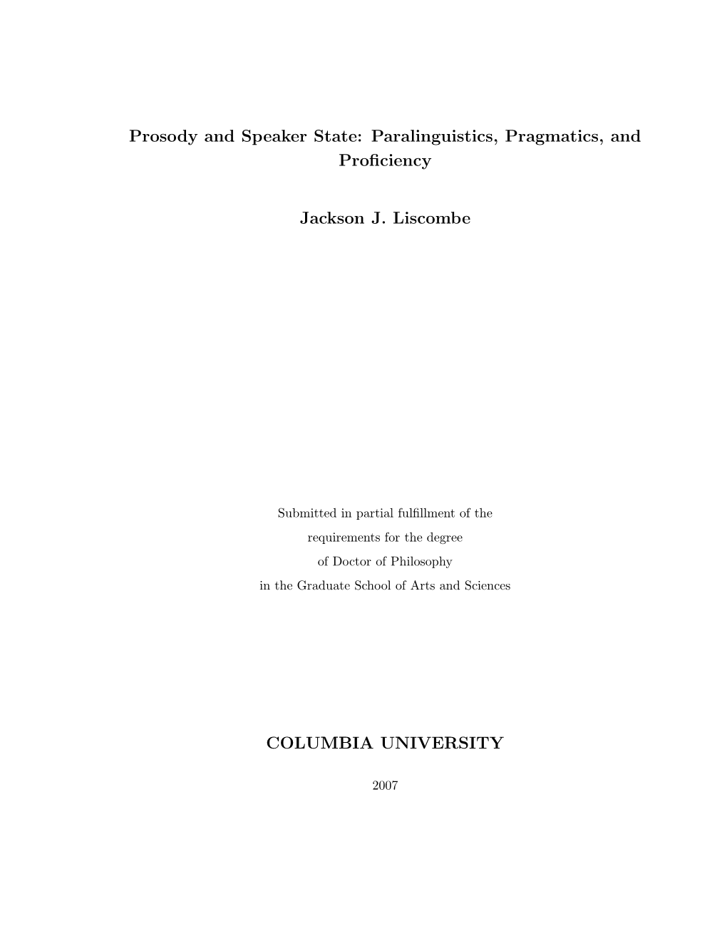 Prosody and Speaker State: Paralinguistics, Pragmatics, and Proﬁciency