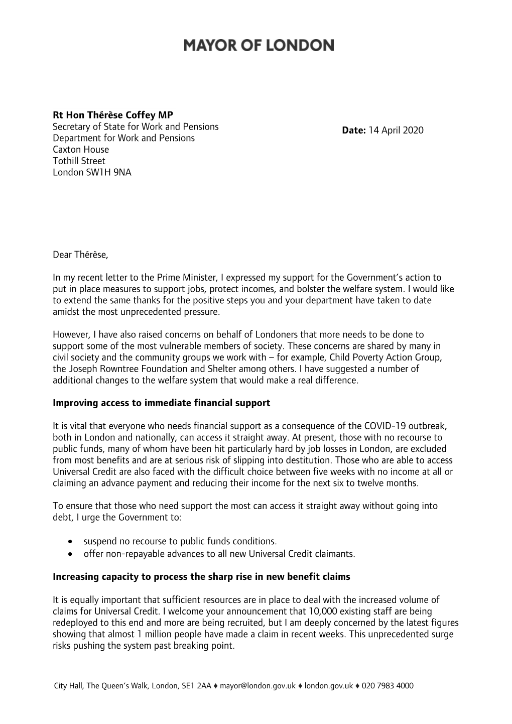 Letter Dated 14 April 2020