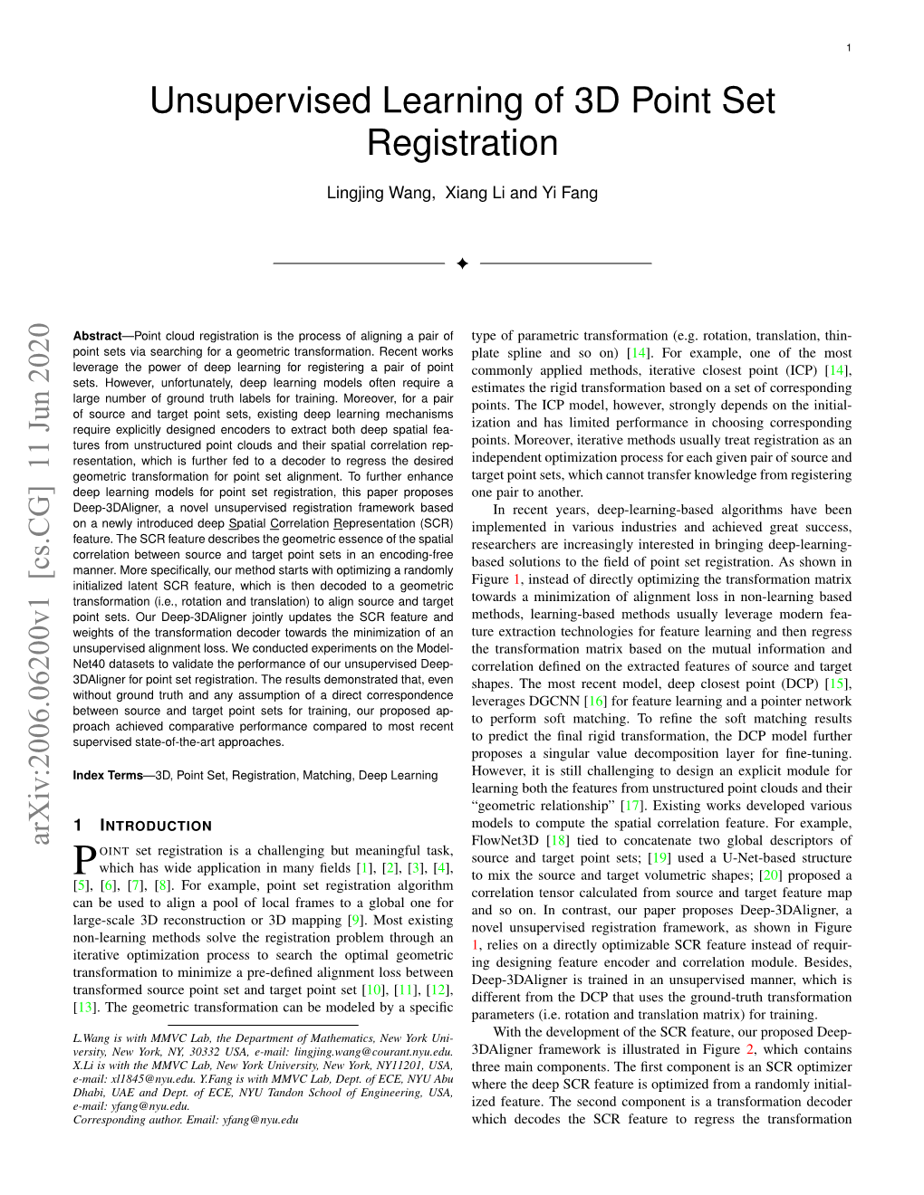 Unsupervised Learning of 3D Point Set Registration