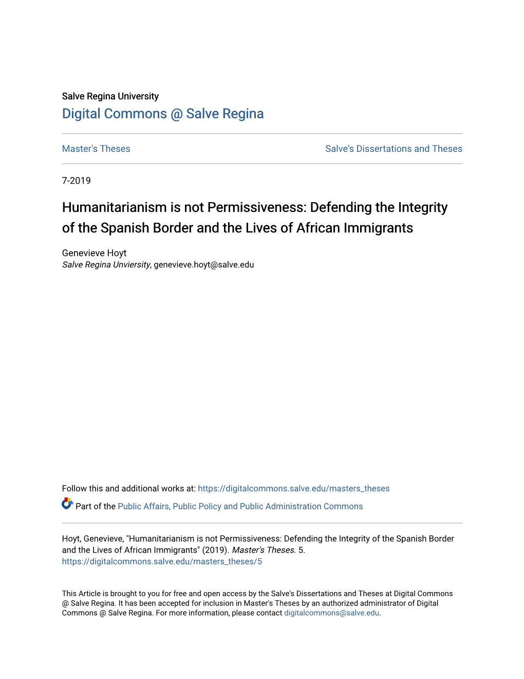 Humanitarianism Is Not Permissiveness: Defending the Integrity of the Spanish Border and the Lives of African Immigrants