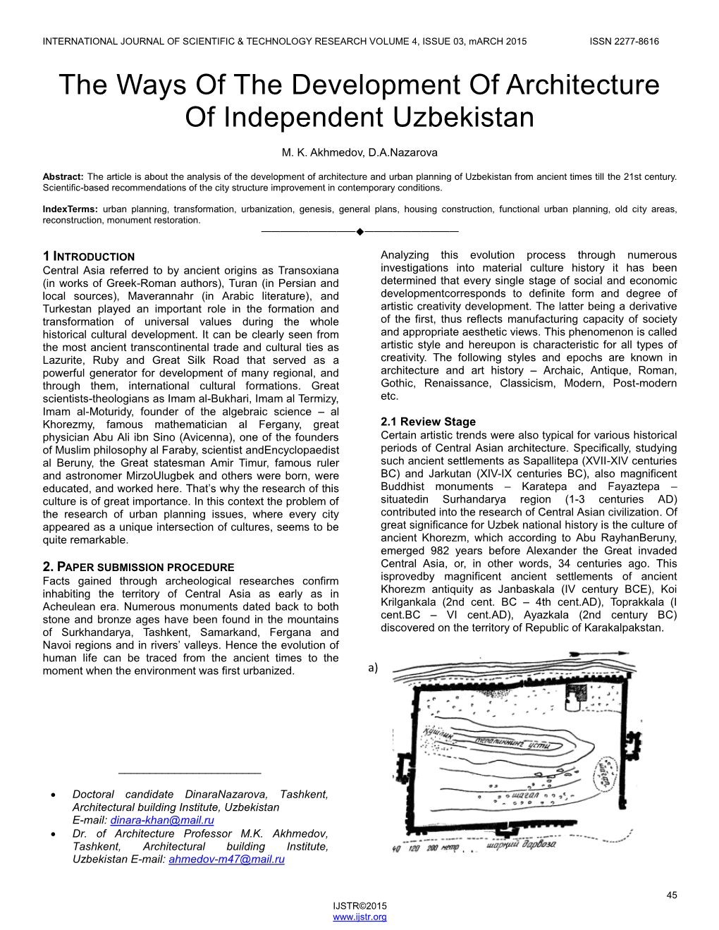 The Ways of the Development of Architecture of Independent Uzbekistan