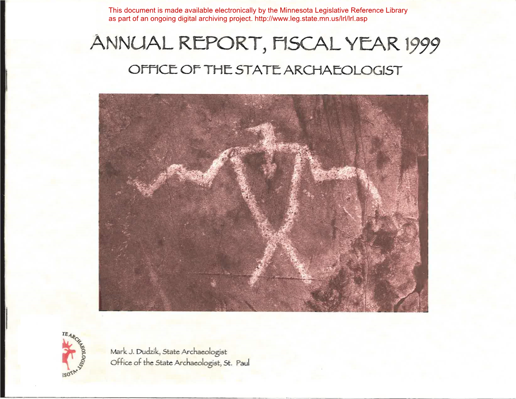 Annual Report, Fiscal Year 1999 Office of the Statearchaeologist