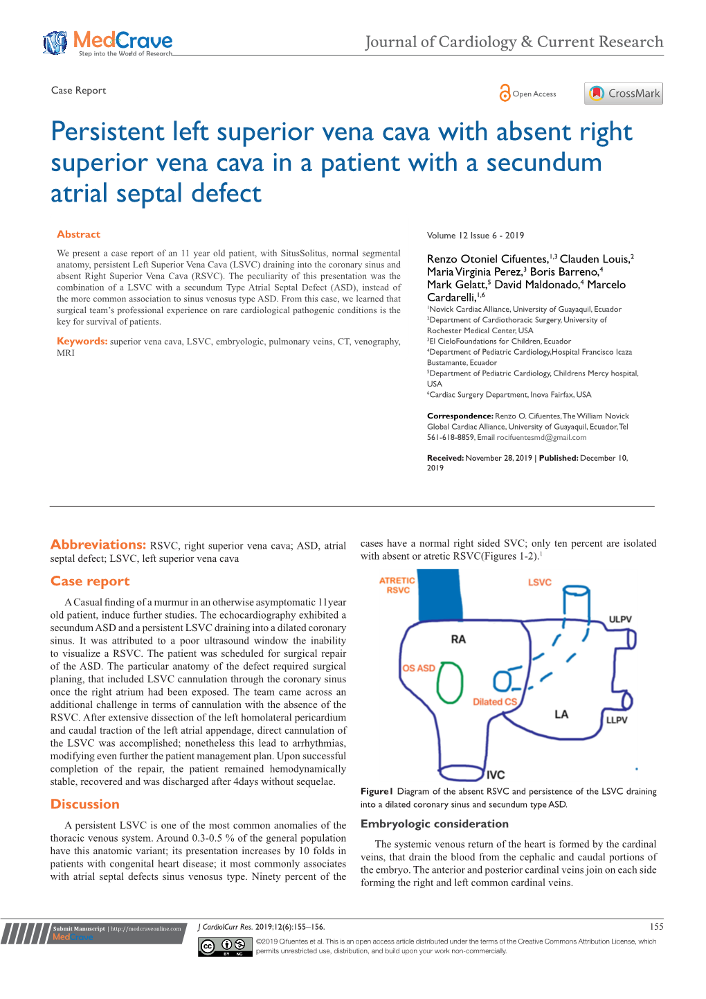 Persistent Left Superior Vena Cava with Absent Right Superior Vena Cava in a Patient with a Secundum Atrial Septal Defect