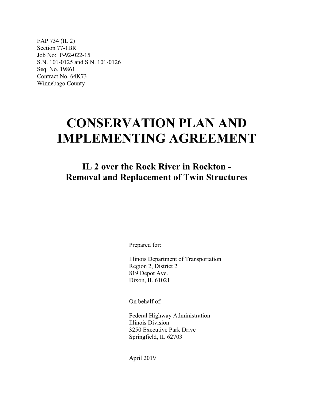 Conservation Plan and Implementing Agreement