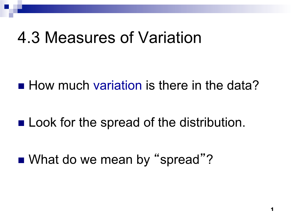 4.3 Measures of Variation