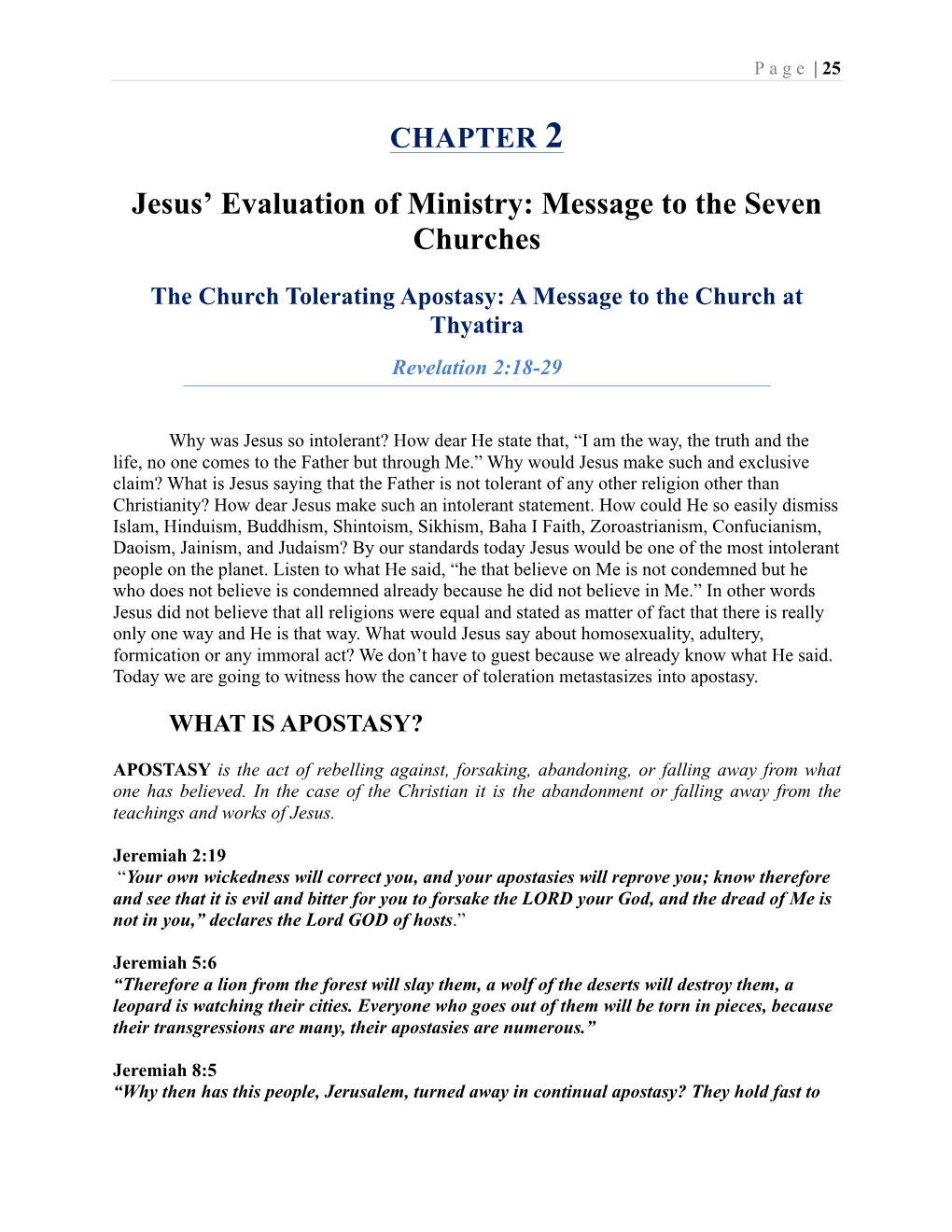 Jesus' Evaluation of Ministry: Message to the Seven Churches