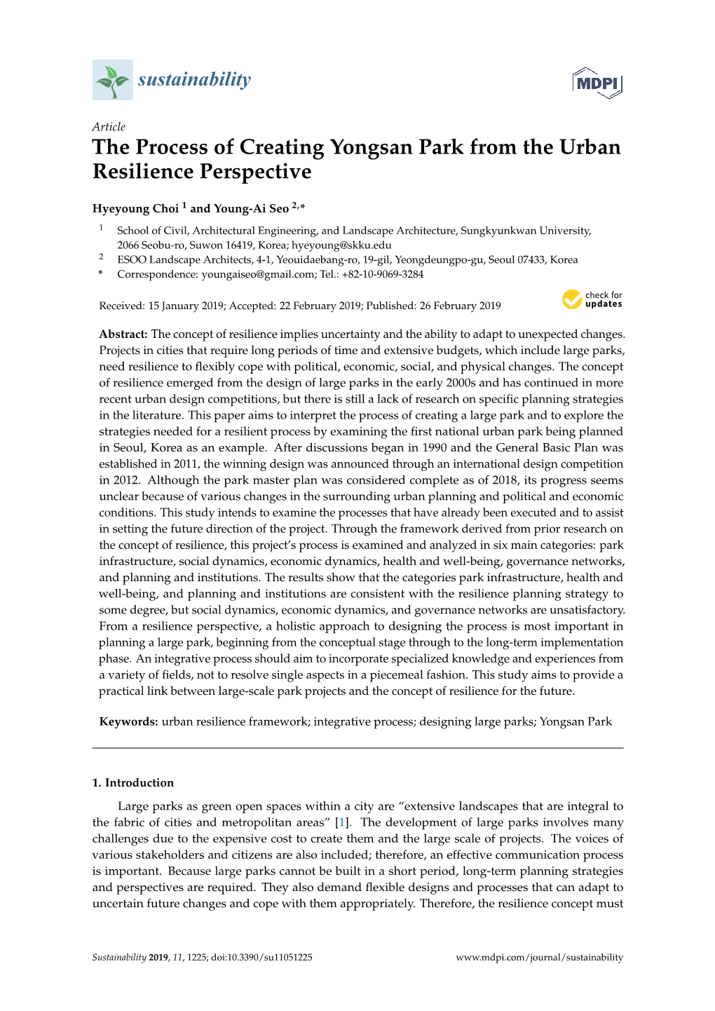 The Process of Creating Yongsan Park from the Urban Resilience Perspective